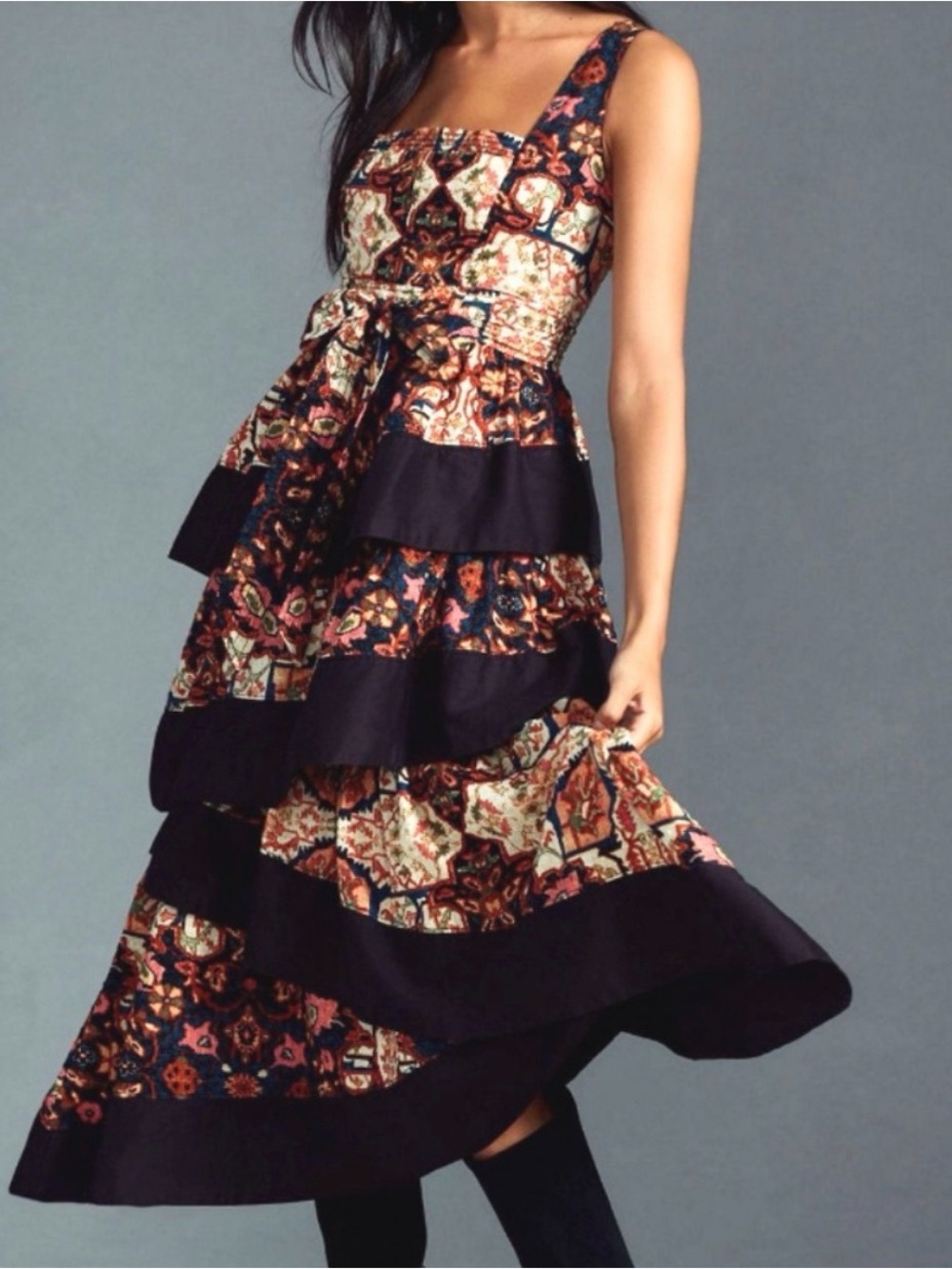 Anthropologie Tiered Asymmetrical Midi Dress, NEW